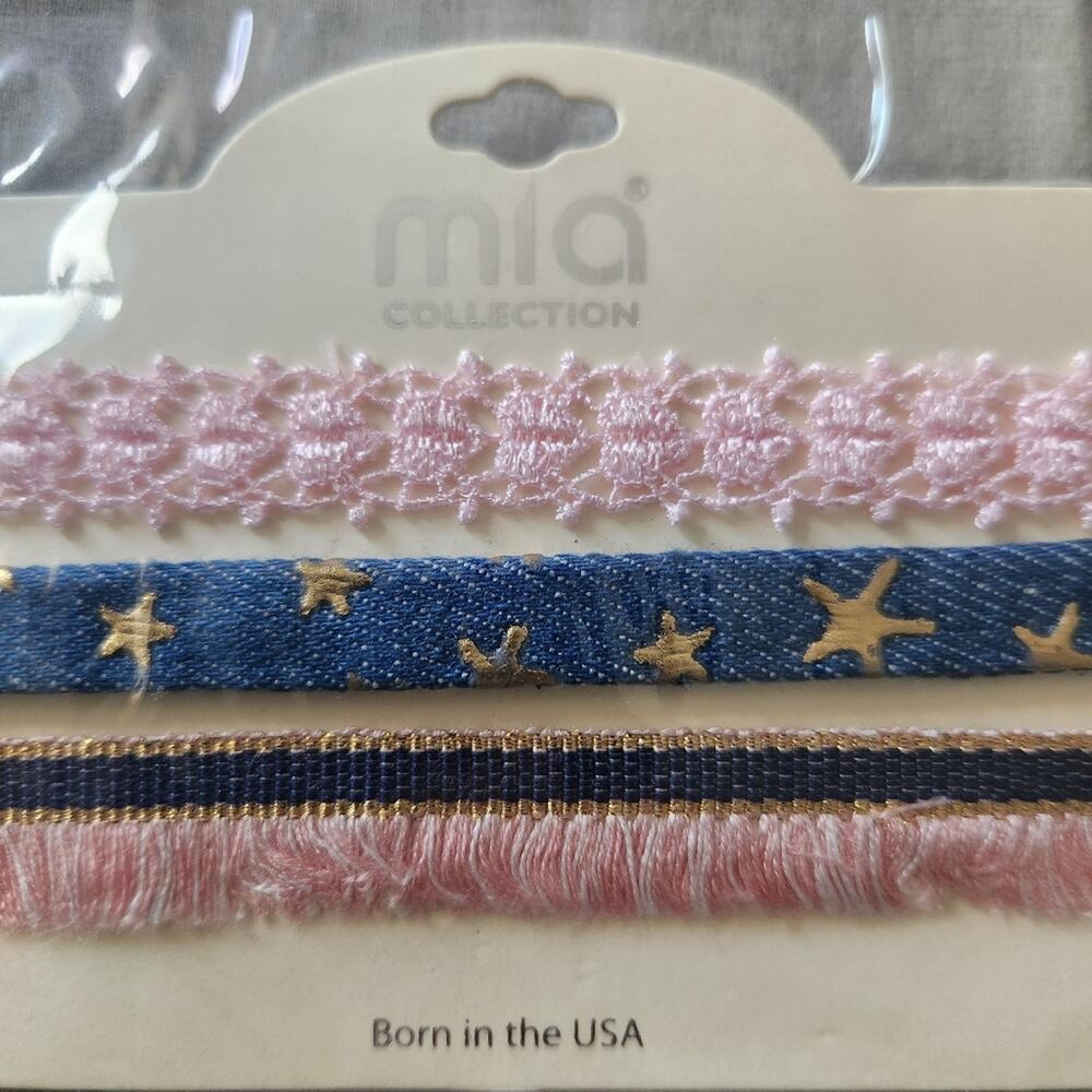 Mia Collection By kim Min Sun Chokers set of‎ 3 Blue, Gold and Pink.